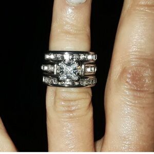 White Gold Filled Wedding Ring Set